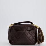 Chanel Vintage Chocolate Brown Small Camera Bag in Caviar Leather with Gold Hardware