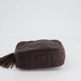 Chanel Vintage Chocolate Brown Small Camera Bag in Caviar Leather with Gold Hardware