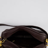 Chanel Vintage Chocolate Brown Small Camera Bag in Caviar Leather with Gold Hardware