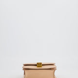 Céline Light Peach Leather Small Shoulder Box Bag with Gold Hardware