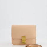 Céline Light Peach Leather Small Shoulder Box Bag with Gold Hardware