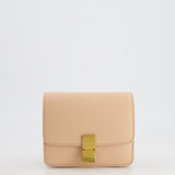 Céline Light Peach Leather Small Shoulder Box Bag with Gold Hardware