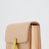 Céline Light Peach Leather Small Shoulder Box Bag with Gold Hardware