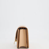 Céline Light Peach Leather Small Shoulder Box Bag with Gold Hardware