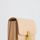 Céline Light Peach Leather Small Shoulder Box Bag with Gold Hardware