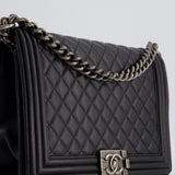 Chanel Black Large Boy Bag in Lambskin Leather with Ruthenium Hardware