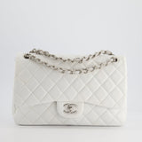 Chanel White Jumbo Classic Double Flap Bag in Lambskin Leather with Silver Hardware RRP £9,240