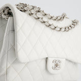 Chanel White Jumbo Classic Double Flap Bag in Lambskin Leather with Silver Hardware RRP £9,240