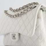 Chanel White Jumbo Classic Double Flap Bag in Lambskin Leather with Silver Hardware RRP £9,240