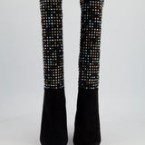 Rene Caovilla Black Suede and Multicolour Crystal Embellished Boots Size EU 40 RRP £1,450