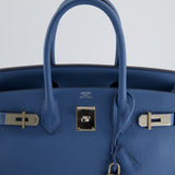 Hermès Birkin Bag 30cm in Bleu Azur Togo Leather and Palladium Hardware