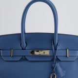 Hermès Birkin Bag 30cm in Bleu Azur Togo Leather and Palladium Hardware