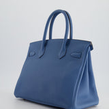 Hermès Birkin Bag 30cm in Bleu Azur Togo Leather and Palladium Hardware