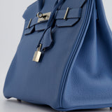 Hermès Birkin Bag 30cm in Bleu Azur Togo Leather and Palladium Hardware