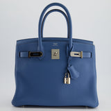 Hermès Birkin Bag 30cm in Bleu Azur Togo Leather and Palladium Hardware