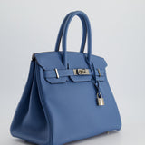 Hermès Birkin Bag 30cm in Bleu Azur Togo Leather and Palladium Hardware