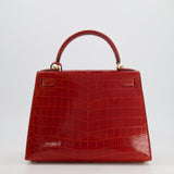 Hermès Kelly Bag 28cm in Sanguine Crocodile Niloticus Leather with Gold Hardware