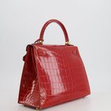 Hermès Kelly Bag 28cm in Sanguine Crocodile Niloticus Leather with Gold Hardware