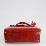 Hermès Kelly Bag 28cm in Sanguine Crocodile Niloticus Leather with Gold Hardware