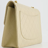 Chanel Vintage Beige Large Single Flap Bag in Caviar Leather with 24k Gold Hardware