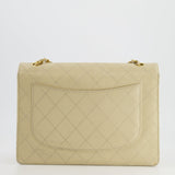 Chanel Vintage Beige Large Single Flap Bag in Caviar Leather with 24k Gold Hardware