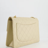 Chanel Vintage Beige Large Single Flap Bag in Caviar Leather with 24k Gold Hardware