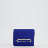 Hermès Roulis Slim Belt Wallet in Bleu France Chevre Leather with Palladium Hardware