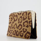 Valentino Brown Pony Hair Leopard Crystal Chained Shoulder Bag