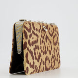 Valentino Brown Pony Hair Leopard Crystal Chained Shoulder Bag