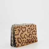 Valentino Brown Pony Hair Leopard Crystal Chained Shoulder Bag