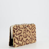 Valentino Brown Pony Hair Leopard Crystal Chained Shoulder Bag