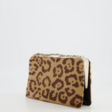 Valentino Brown Pony Hair Leopard Crystal Chained Shoulder Bag