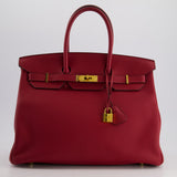 Hermès Birkin 35cm Bag in Rouge Grénate Togo Leather with Gold Hardware