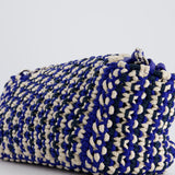 Chanel Navy, Blue and Cream Crochet Flap Bag with Silver Hardware