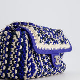 Chanel Navy, Blue and Cream Crochet Flap Bag with Silver Hardware