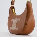 Celine Tan Ava Bag in Smooth Calfskin with Triomphe Embroidery and Gold Hardware