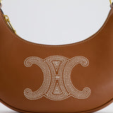 Celine Tan Ava Bag in Smooth Calfskin with Triomphe Embroidery and Gold Hardware