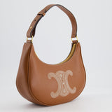 Celine Tan Ava Bag in Smooth Calfskin with Triomphe Embroidery and Gold Hardware