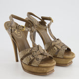 Saint Laurent Beige Suede and Python Tribute Heels Size EU 37.5 RRP £985