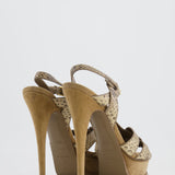 Saint Laurent Beige Suede and Python Tribute Heels Size EU 37.5 RRP £985