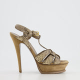 Saint Laurent Beige Suede and Python Tribute Heels Size EU 37.5 RRP £985