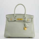 Hermès Birkin 30cm Retourne Bag in Gris Neve Clemence Leather with Gold Hardware