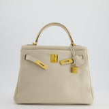 Hermès Kelly 28cm Retourne Bag in Craie Togo Leather with Gold Hardware