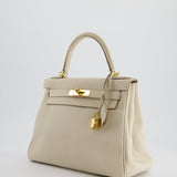 Hermès Kelly 28cm Retourne Bag in Craie Togo Leather with Gold Hardware