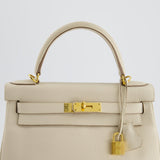 Hermès Kelly 28cm Retourne Bag in Craie Togo Leather with Gold Hardware