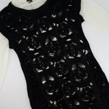 Chanel Black Crochet Short Sleeve Midi Dress with White Long-Sleeve Under-Layer Set Size FR 34 (UK 6)