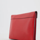 Céline Red Leather and Suede Envelope Pouch Bag with Silver Hardware