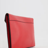 Céline Red Leather and Suede Envelope Pouch Bag with Silver Hardware