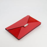 Céline Red Leather and Suede Envelope Pouch Bag with Silver Hardware