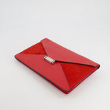 Céline Red Leather and Suede Envelope Pouch Bag with Silver Hardware